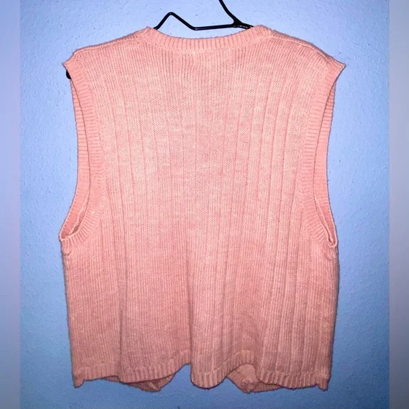 Women’s vintage granny chic knitted pink Alfred Dunner vest L - Picture 6 of 7